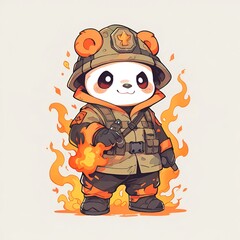 Canvas Print - Cute Panda Firefighter