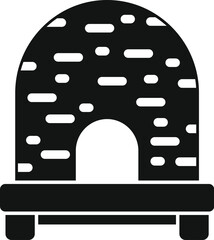 Wall Mural - Black glyph icon of a brick pizza oven standing outside on a short platform