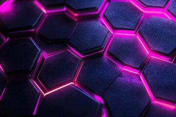 Poster - Hexagon pattern with pink glow. Great for tech or abstract backgrounds.