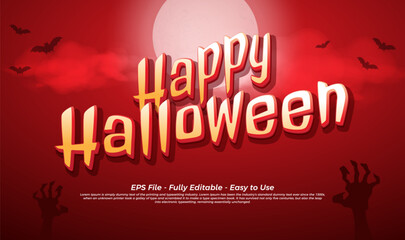 Wall Mural - Editable vector text effect happy Halloween with scary background