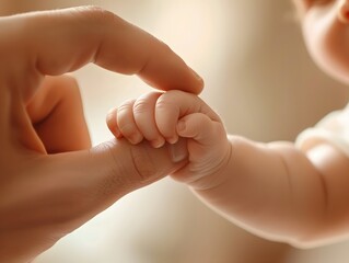 newborn hand grasping parent's finger