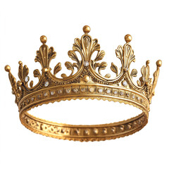 A regal and elegant golden crown isolated on white background