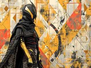 Wall Mural - Abstract Warrior in a Geometric World.