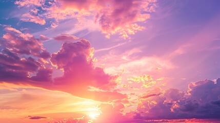 Wall Mural - A beautiful sunset with vibrant colors and clouds filling the sky.