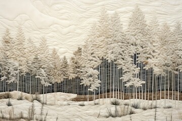 Poster - Winter forest landscape textile nature.