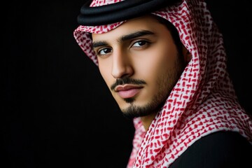 Arabic handsome man studio portraits with generative ai