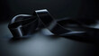 © john - Black support ribbon on dark background banner with copy space. Funeral concept.