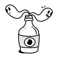 Sticker - A hand drawn icon of ghost bottle 

