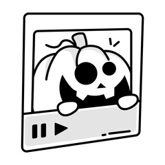 Sticker - Spooky halloween post doodle icon 

