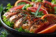 © D - Grilled Chicken Salad with Fresh Mixed Greens and Sliced Grapefruit - Healthy Summer Lunch Idea for Kitchen Decor, Recipe Books, and Food Blogs