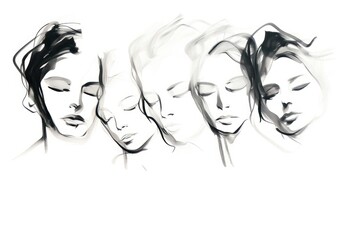 Canvas Print - Women drawing sketch adult.