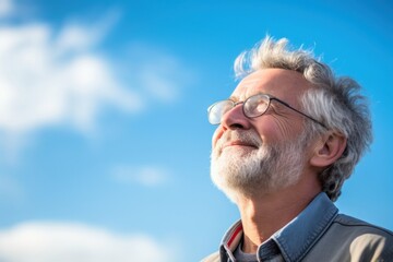 Poster - Senior man looking sky photography portrait glasses.