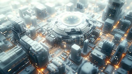 Leinwandbilder - 3D Modeling of Technology merging with currency in a global financial system.,Conceptual architecture. Generative AI.
