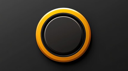 Poster - Abstract Black and Yellow Circle Background - A minimalist design featuring a black circle surrounded by a vibrant yellow ring on a dark background, symbolizing simplicity, focus, and elegance.