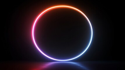 Sticker - Vibrant Neon Circle in Darkness with Reflective Surface