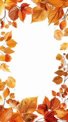 Poster - A decorative border of autumn leaves in warm colors, ideal for seasonal designs.