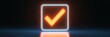 © Mickey - Glowing Neon Checkmark Symbol - Success, Approval, and Completion - A vibrant neon checkmark symbol glowing brightly within a square frame, representing success, approval, completion, and confirmation