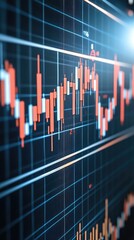 Digital stock market graph shows declining trends against a festive New York City backdrop with holiday decorations and blurred buildings