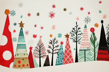 whimsical folk art style christmas background