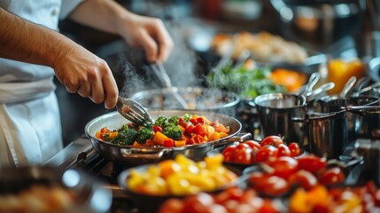 Chef Stirring Vegetables in a