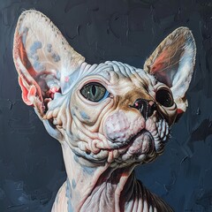 Canvas Print - A detailed portrait of a Sphynx cat showcasing its unique features and texture.