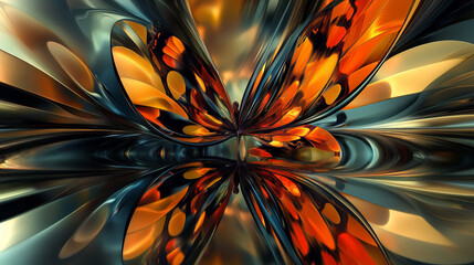 dynamic 3 d abstract butterfly reflection background 