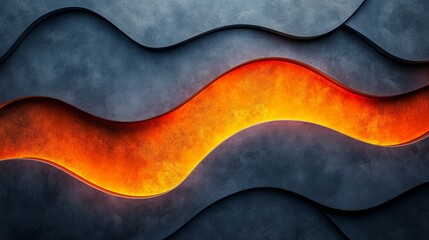 Wall Mural - A blue and orange wave with a yellow line in the middle