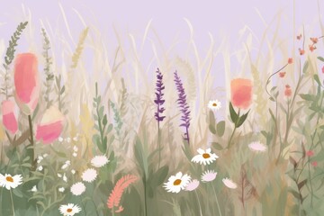 Wall Mural - Wildflower cottage garden backgrounds outdoors nature.