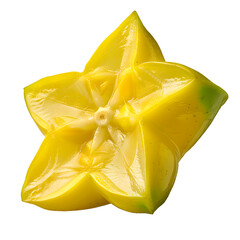 Slice of carambola fruit or starfruit isolated on transparent background