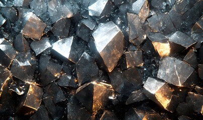 Wall Mural - Close-Up of a Shiny, Golden and Black Crystal Surface