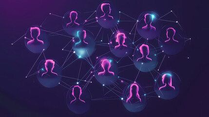 Wall Mural - social network connection concept, community generativce ai illustration