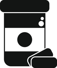 Poster - Simple vector icon of a chewing gum pack lying on its side with two pieces out