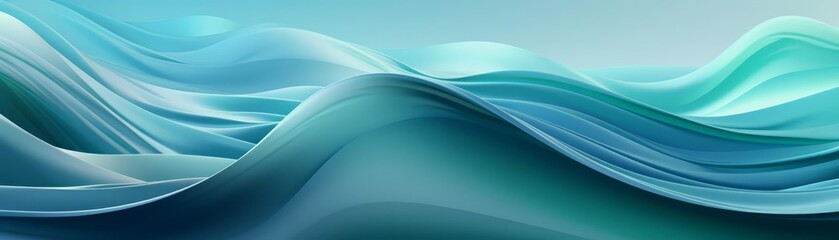 an abstract landscape of undulating hills in gradient hues of green and blue illustration