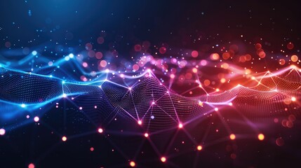 Fototapete - A glowing network of technology nodes and lines. Banners, posters, and social media backgrounds with a modern and sophisticated look. Generative AI.