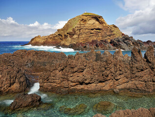 Wild sea coast on the island of Madeira