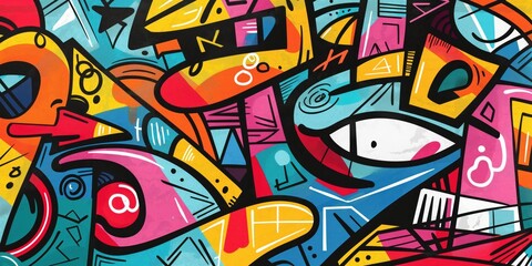 Wall Mural - Vibrant Abstract Mural in Urban Setting created by ai