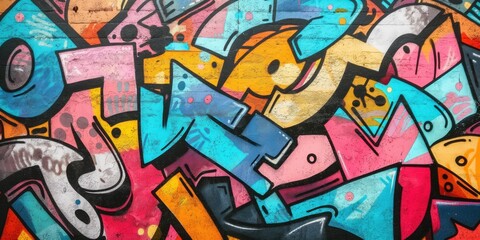 Wall Mural - Vibrant Abstract Mural in Urban Setting created by ai