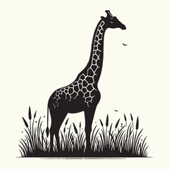 Sticker - Animal giraffe silhouette vector illustration