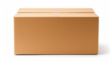 Large cardboard postal box courier parcel isolated on white. Neural network ai generated art