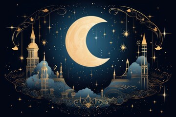 Wall Mural - Celestial moon astronomy night.