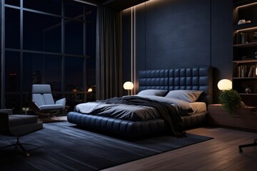 Sticker - Modern bedroom comfortable furniture lighting.