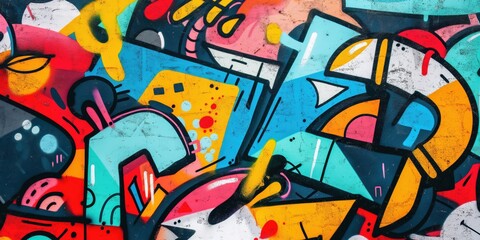 Wall Mural - Vibrant Abstract Mural in Urban Setting created by ai