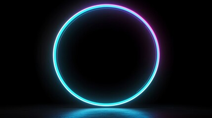 Poster - Vibrant Neon Circle in a Dark Environment