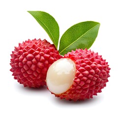 Wall Mural - Macro Shot of Perfect Lychee on White Background