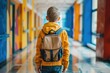 © martgraphy - Young boy going back to school on his first day of school with a backpack