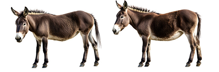 Wall Mural - donkey isolated on transparent background ,donkey side view cut out 