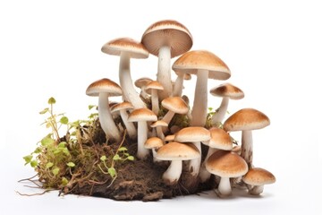 Poster - Natural mushroom border fungus plant white background