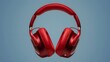 © Sultan - glossy red over-ear headphones against a light blue background.