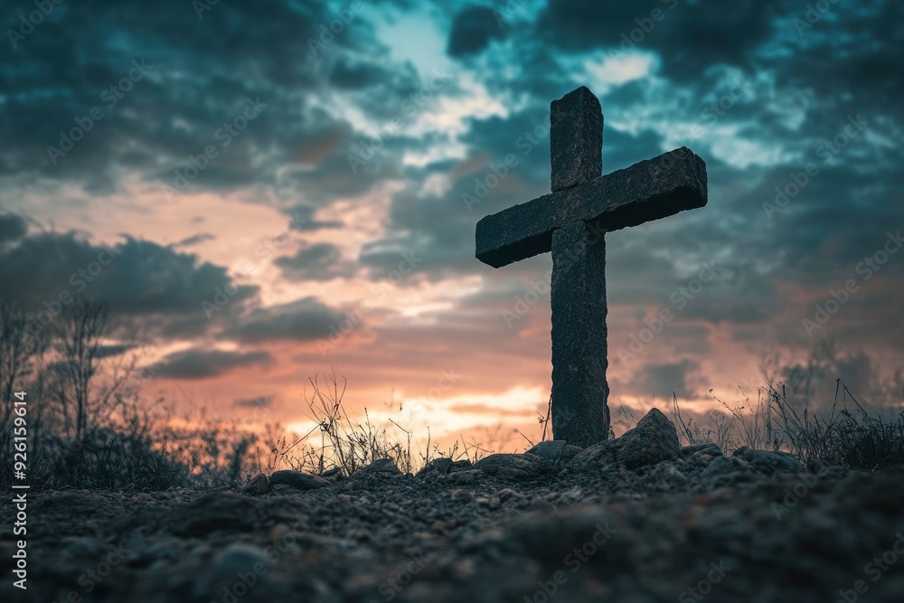 Holy cross symbolizing the death and resurrection of jesus christ with ...
