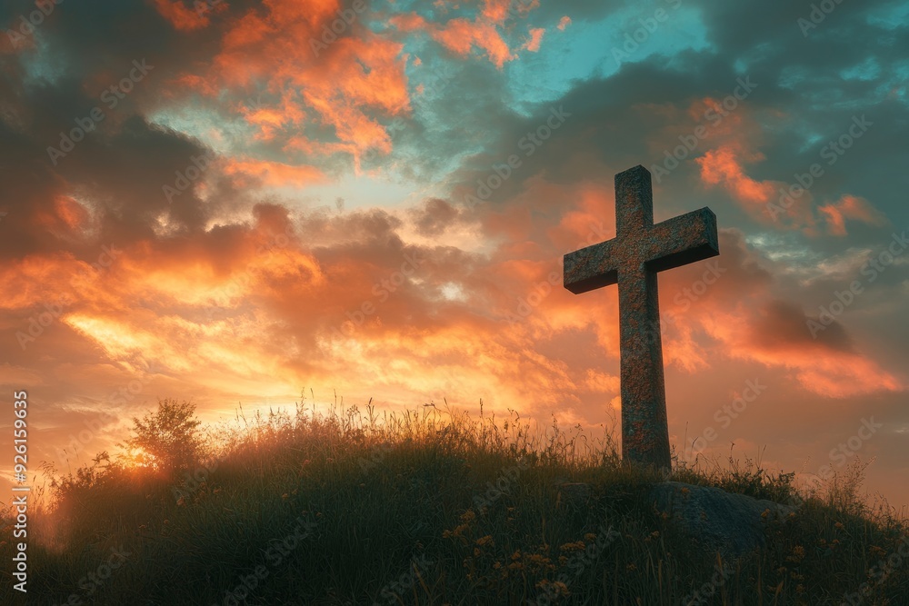 Holy cross symbolizing the death and resurrection of jesus christ with ...